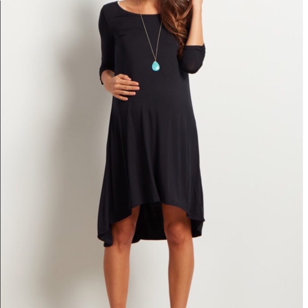 High low 3/4 sleeve maternity dress